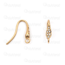 1720-2765-3GL - Acier Inoxydable 304 Boucle d'Oreille Crochet 14x13x1mm avec Pierre du Rhin (8) Cristal et Boucle Plaque Or 10pcs 1720-2765-3GL,earring,montreal, quebec, canada, beads, wholesale