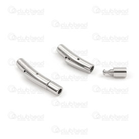 1720-2803-03 - stainless steel mechanical secured clasp for 3mm cord 27.5x3.5mm natural 1pc 1720-2803-03,Findings,Clasps,For cords,montreal, quebec, canada, beads, wholesale