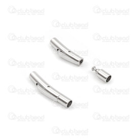 1720-2803-031 - stainless steel mechanical secured clasp for 3mm cord 28x5mm natural 1pc 1720-2803-031,Findings,Clasps,Clip clasps,montreal, quebec, canada, beads, wholesale