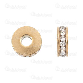 1720-2851-071GL - Stainless Steel 304 Bead Spacer Washer With Rhinestone Crystal 7x2.5mm Gold 2.5mm Hole 10pcs 1720-2851-071GL,Findings,montreal, quebec, canada, beads, wholesale
