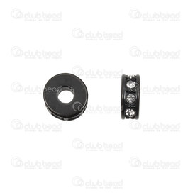 1720-2851-07BN - Stainless Steel 304 Bead Spacer Washer With Rhinestones 7x3mm Black 2mm Hole 4pcs 1720-2851-07BN,bille acier or,4pcs,Bead,Spacer,Metal,Stainless Steel 304,7X3MM,Round,Washer,With Rhinestones,Black,Black,2mm Hole,China,montreal, quebec, canada, beads, wholesale