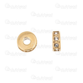 1720-2851-07GL - Stainless Steel 304 Bead Spacer Washer With Rhinestones 7x3mm Gold 2mm Hole 4pcs 1720-2851-07GL,Beads,Stainless Steel,4pcs,Bead,Spacer,Metal,Stainless Steel 304,7X3MM,Cylinder,Washer,With Rhinestones,Yellow,Gold,2mm Hole,montreal, quebec, canada, beads, wholesale