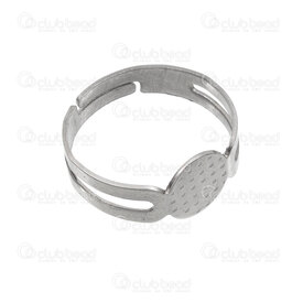 1720-2950-081 - Stainless Steel adjustable finger ring 8mm round plate 8 + size 20pcs 1720-2950-081,Findings,Ring bases,montreal, quebec, canada, beads, wholesale