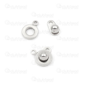 1720-3005 - Stainless Steel Press Clasp 12x9x5mm with ring 1.5-2mm Natural 10pcs 1720-3005,Findings,montreal, quebec, canada, beads, wholesale