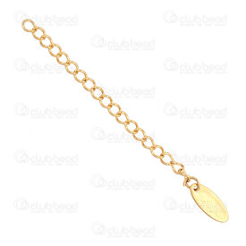 1720-3011-GL - Stainless Steel 304 Chain Extender 57x3mm Gold With Charm 12x6mm Oval 10pcs 1720-3011-GL,Chains,Extension,montreal, quebec, canada, beads, wholesale
