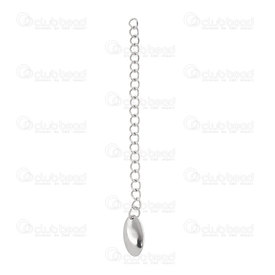 1720-3011 - Stainless Steel 304 Chain Extender 60x3mm Natural With Charm 12x6mm Oval 10pcs 1720-3011,acier inoxydable,Stainless Steel 304,Grey,10pcs,60x3mm,Stainless Steel 304,Chain Extender,60x3mm,Grey,Natural,Metal,With Charm 12x6mm Oval,10pcs,China,montreal, quebec, canada, beads, wholesale