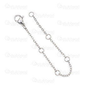 1720-3013-5C - Stainless Steel 304 Chain Extender 1.6x2.2x0.4mm Soldered 5 Part Ring with Clasp 4.5" (11cm) Natural 10pcs 1720-3013-5C,Inoxydable fermoir,montreal, quebec, canada, beads, wholesale