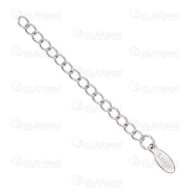 1720-3015 - Stainless Steel Chain Extender 45x3mm with Oval Plate 10x4mm Inscription "S.steel" Natural 10pcs 1720-3015,Chains,montreal, quebec, canada, beads, wholesale