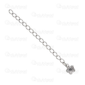 1720-3017 - Acier Inoxydable 304 Chaîne de Rallonge 50x2.5mm avec Breloque Fleur 6mm Naturel 10pcs 1720-3017,Chaînes,Extension ,montreal, quebec, canada, beads, wholesale