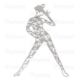 1720-4011 - Stainless Steel Pendant Dancer 52x34x1mm Fancy Design with loop Natural 3pcs 1720-4011,Pendants,Stainless Steel,montreal, quebec, canada, beads, wholesale