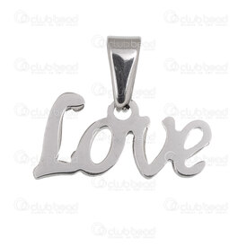 1720-4015 - Stainless Steel Pendant Love 9x20x1.4mm with Bail Natural 5pcs 1720-4015,Love,montreal, quebec, canada, beads, wholesale