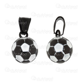 1720-4023 - Stainless Steel Pendant Soccer Ball 18.5x14mm Black-White with Bail 1pc 1720-4023,sóc,montreal, quebec, canada, beads, wholesale
