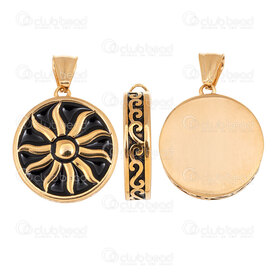 1720-4025-GL - Stainless Steel Pendant Sun 30x26x7mm with Bail Gold Plated 1pc 1720-4025-GL,SOLEIL,montreal, quebec, canada, beads, wholesale