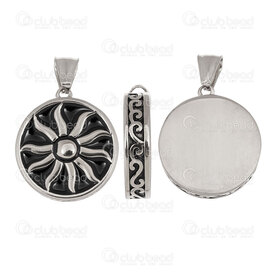 1720-4025 - Stainless Steel Pendant Sun 30x26x7mm with Bail Natural 1pc 1720-4025,Pendants,SU,montreal, quebec, canada, beads, wholesale