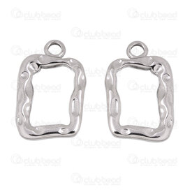 1720-4027 - Stainless Steel Pendant Fancy Retangle 21x14x2.5mm Hollow with Loop Natural 5pcs 1720-4027,ret,montreal, quebec, canada, beads, wholesale