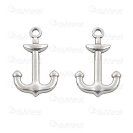 1720-4031 - Stailess Steel Pendant Anchor 26x16x2mm with loop Natural 5pcs 1720-4031,Pendants,montreal, quebec, canada, beads, wholesale