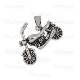 1720-4033 - Stainless Steel 304 Pendant Motorbike 20x28x8.5mm with Bail Antique Natural 1pc 1720-4033,1720-,montreal, quebec, canada, beads, wholesale