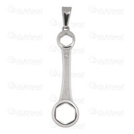 1720-4035 - Stainless Steel 304 Pendant Wrench 48.5x12.5x4mm with Bail Natural 3pcs 1720-4035,bélière,montreal, quebec, canada, beads, wholesale