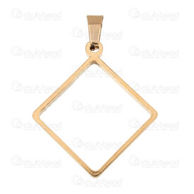 1720-4037-1GL - Acier Inoxydable 304 Pendentif Anneau forme Diamant 32x29x3mm Diametre Interieur Support 25mm avec Beliere Plaque Or 10pcs 1720-4037-1GL,Pendentifs,Acier inoxydable,montreal, quebec, canada, beads, wholesale