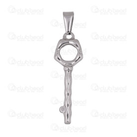1720-4043 - Stainless Steel 304 Pendant Ancient Key 38.5x11x2.5mm with Bail Natural 5pcs 1720-4043,Key,montreal, quebec, canada, beads, wholesale