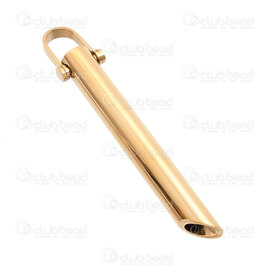 1720-4047-GL - Stainless Steel 304 Pendant Whistle 60x8mm with Bail Gold Plated 1pc 1720-4047-GL,pendentif or,montreal, quebec, canada, beads, wholesale