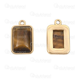 1720-4051-2-1GL - Acier Inoxydable 304 Pendentif Œil de Tigre Jaune Rectangle 18.5x12x6.5mm avec Boucle Plaque Or 3pcs 1720-4051-2-1GL,Pendentifs,Acier inoxydable,montreal, quebec, canada, beads, wholesale