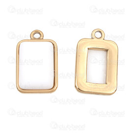1720-4051-2-5GL - Stainless Steel 304 Pendant Rectangle with White Quartz Stone 18.5x12x6.5mm with Loop Gold Plated 3pcs 1720-4051-2-5GL,11,montreal, quebec, canada, beads, wholesale
