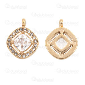 1720-4706-01GL - Acier Inoxydable Breloque Diamant 13.5x10.5x3.5mm avec Ligne Zircon Cubique Cristal et Boucle Plaque Or 5pcs 1720-4706-01GL,montreal, quebec, canada, beads, wholesale