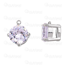 1720-4717 - Acier Inoxydable 304 Breloque Rond 11x9x7.5mm avec Zircon Cubique Cristal et Boucle 2mm Naturel 10pcs 1720-4717,pendentif acier rond,montreal, quebec, canada, beads, wholesale