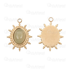 1720-4718-1-1GL - Acier Inoxydable 304 Breloque Soleil 17x13x5mm avec Aventurine Vert et Boucle Plaque Or 2pcs 1720-4718-1-1GL,Aventurine,montreal, quebec, canada, beads, wholesale