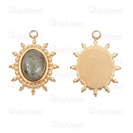 1720-4718-1-3GL - Stainless Steel 304 Charm Sun 17x13x5mm with Grey Labradorite Stone and Loop Gold Plated 2pcs 1720-4718-1-3GL,Labradorite,montreal, quebec, canada, beads, wholesale