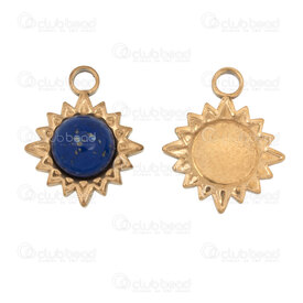 1720-4718-4-1GL - Acier Inoxydable 304 Breloque Soleil 18.5x15x5.5mm avec Pierre Lapis Lazuli et Boucle Plaque Or 3pcs 1720-4718-4-1GL,Breloques,Acier inoxydable,montreal, quebec, canada, beads, wholesale
