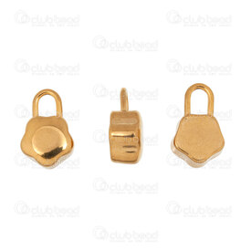 1720-4719-GL - Acier Inoxydable 304 Breloque Cadenas forme Fleur 14.5x9.5x5.5mm Plaque Or 5pcs 1720-4719-GL,Pendentif fleur,montreal, quebec, canada, beads, wholesale