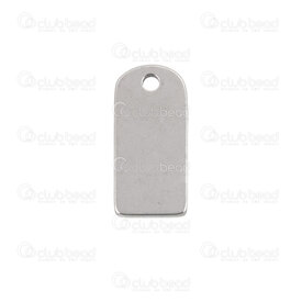 1720-4723 - Acier Inoxydable 304 Breloque Rectangle 12.5x6x1mm Coin Haut Arrondi avec Trou 1mm Naturel 20pcs 1720-4723,TOP,montreal, quebec, canada, beads, wholesale
