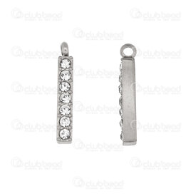 1720-4733-1 - Stainless Steel 304 Charm Rectangle 18x2.5x3mm with Crystal Rhinestone Natural 10pcs 1720-4733-1,pierre cristal,montreal, quebec, canada, beads, wholesale