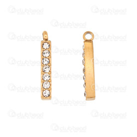 1720-4733-1GL - Acier  Inoxydable 304 Breloque Rectangle 18x2.5x3mm avec Pierre du Rhin Cristal et Boucle Plaque Or 10pcs 1720-4733-1GL,cristal,montreal, quebec, canada, beads, wholesale