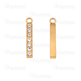 1720-4733-GL - Stainless Steel 304 Charm Rectangle 18x2.5x3mm with Crystal Rhinestone Gold Plated 10pcs 1720-4733-GL,rectangle or,montreal, quebec, canada, beads, wholesale