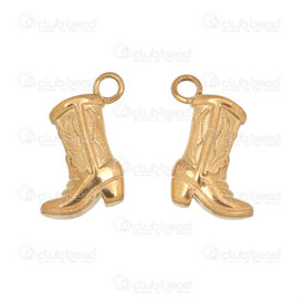 1720-4735-GL - Acier Inoxydable 304 Breloque Botte de Cowboy 15x13x4mm avec Boucle Plaque Or 4pcs 1720-4735-GL,Breloques,Acier inoxydable,montreal, quebec, canada, beads, wholesale