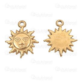 1720-4747-GL - Acier Inoxydable 304 Breloque Soleil 17.5x15x2.5mm avec Boucle Plaque Or 5pcs 1720-4747-GL,G,montreal, quebec, canada, beads, wholesale