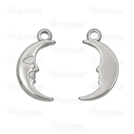 1720-4749 - Stainless Steel 304 Charm Moon 17.5x9x2.5mm with Loop Natural 10pcs 1720-4749,11,montreal, quebec, canada, beads, wholesale