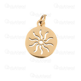 1720-4751-GL - Stainless Steel 304 Charm Sun 15x12x1.5mm with Ring Gold Plated 4pcs Chine 1720-4751-GL,montreal, quebec, canada, beads, wholesale