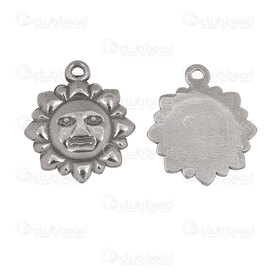1720-4753 - Acier Inxoydable 304 Breloque Soleil 18x15.5x2mm Motif Visage avec Boucle Naturel 10pcs 1720-4753,vs,montreal, quebec, canada, beads, wholesale