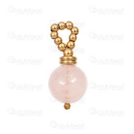1720-4754-2-1GL - Acier Inoxydable 304 Breloque Quartz Rose Naturel 10mm Rond avec Boucle Tisse Plaque Or 4pcs !QUANTITE LIMITEE! 1720-4754-2-1GL,1720-,montreal, quebec, canada, beads, wholesale