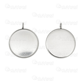 1720-9900-13 - Stainless Steel 304 Bezel Cup Pendant 18mm Natural 1 loop 10pcs 1720-9900-13,Cabochons,18MM,Stainless Steel 304,Bezel Cup Pendant,Round,18MM,Grey,Natural,Metal,1 Loop,10pcs,China,montreal, quebec, canada, beads, wholesale