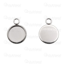 1720-9901-101 - Stainless Steel 304 Bezel Cup Pendant 10mm Round Natural 20pcs 1720-9901-101,Findings,Stainless Steel,montreal, quebec, canada, beads, wholesale