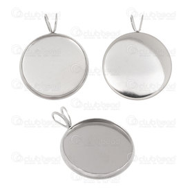 1720-990V-25mm - Stainless Steel 304 Bezel Cup Pendant 25mm Round Natural With V Shape Double Loop 10pcs 1720-990V-25mm,Cabochons,25MM,Stainless Steel 304,Bezel Cup Pendant,Round,25MM,Grey,Natural,Metal,With V Shape Double Loop,10pcs,China,montreal, quebec, canada, beads, wholesale