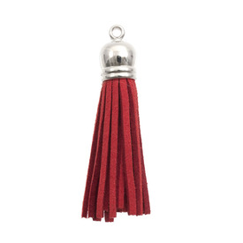 1721-0010-03 - Pampille Suède Rouge 56mm Embout de plastique 10pcs 1721-0010-03,17,10pcs,Suède,Tassel,Suède,Red,56mm Plastic Cap,10pcs,Chine,montreal, quebec, canada, beads, wholesale