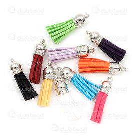 1721-0011-MIX - Pampille avec Embout de Plastique Suède Couleurs assorties 40mm 10pcs 1721-0011-MIX,Pampilles et Pompons,Suède,Tassel with Plastic Cap,Suède,Assorted Colors,40mm,10pcs,Chine,montreal, quebec, canada, beads, wholesale