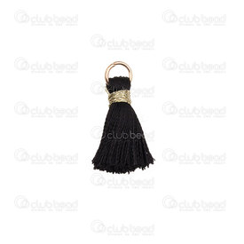 1721-0030-0203 - Pampille Soie Glace Noir 2cm avec Nœud Or Anneau Or 20pcs 1721-0030-0203,montreal, quebec, canada, beads, wholesale