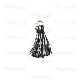 1721-0030-0205 - Pampille Soie Glace Noir-Blanc 2cm avec Nœud Noir Anneau Or 20pcs 1721-0030-0205,montreal, quebec, canada, beads, wholesale